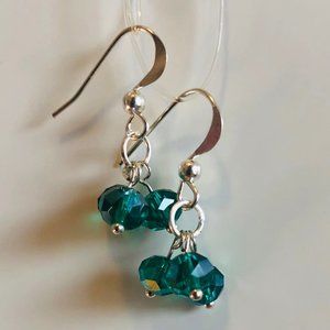 TEAL CRYSTAL CLUSTER EARRING